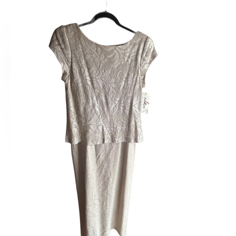 En Francais Dress Womens 14P Petite by Huey Waltzer MIDI Ivory Tan Flattering